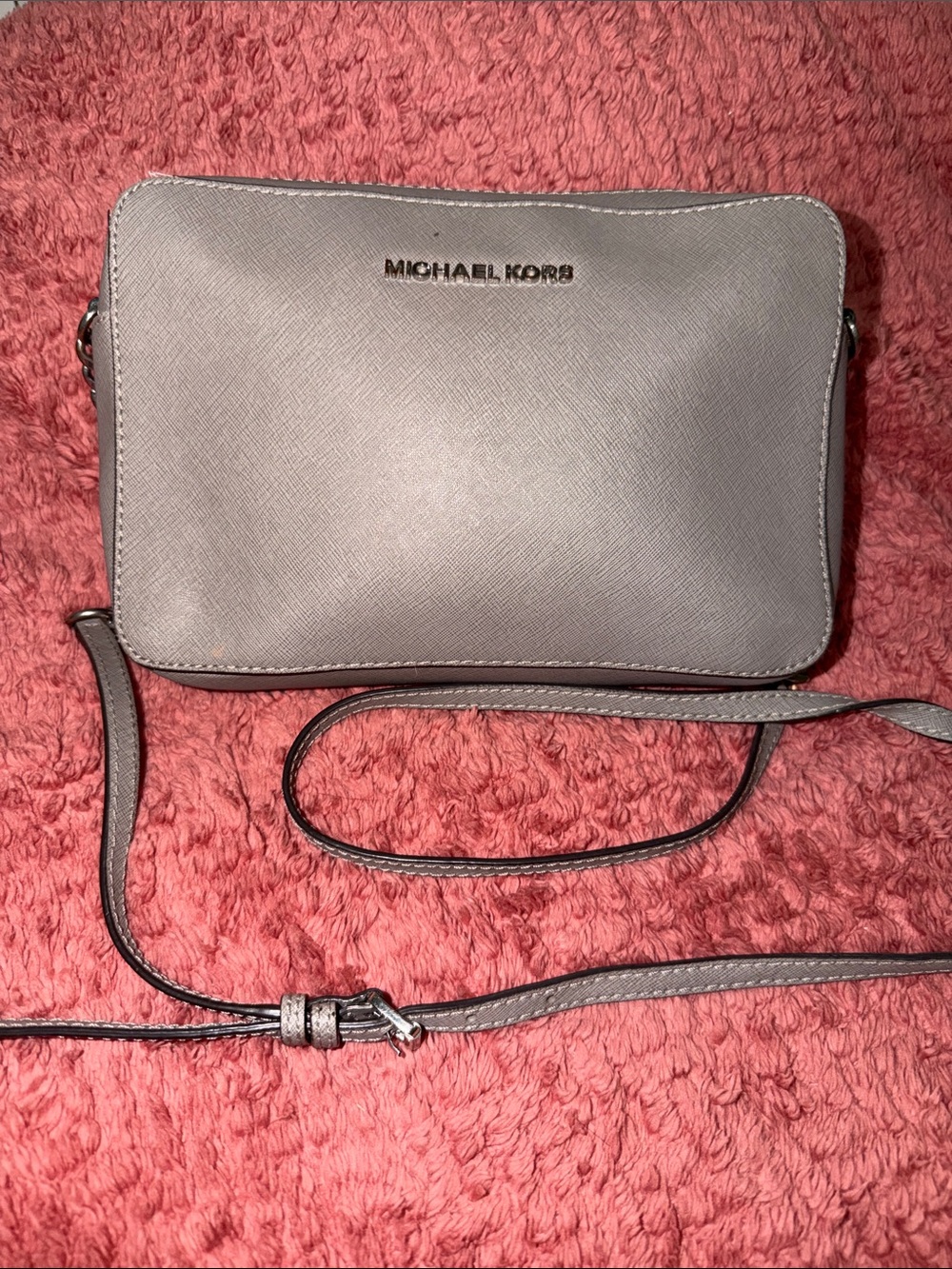 Michael Kors Light Gray Saffiano Leather Crossbody